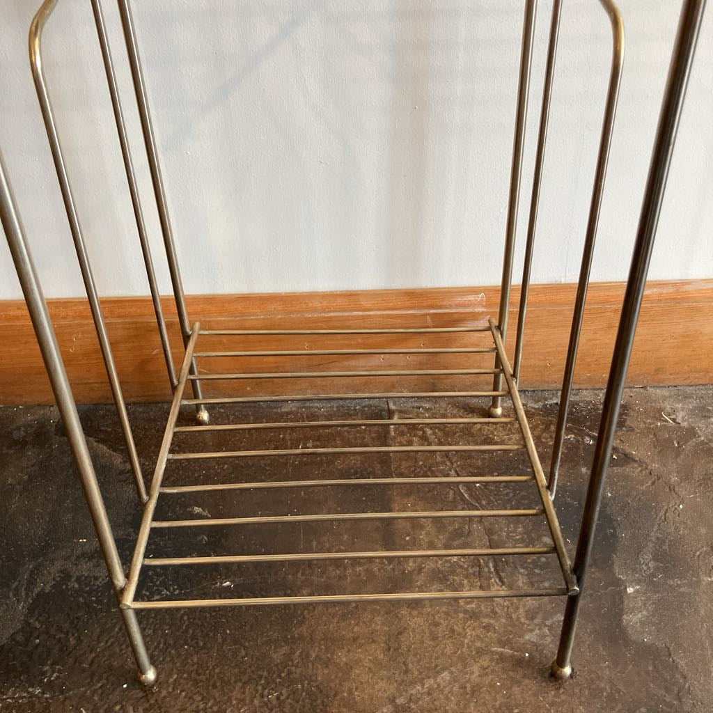 Mid-Century Modern Metal Phone Stand with Faux Wood