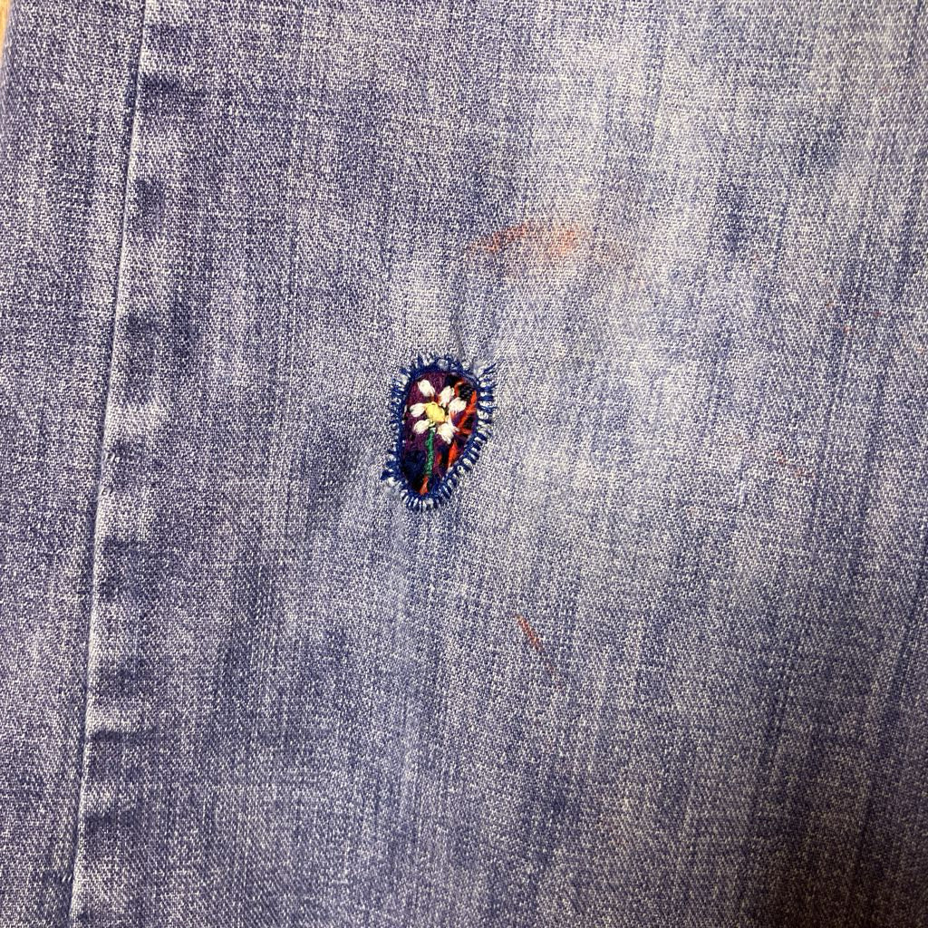 Embroidered design on a denim fabric