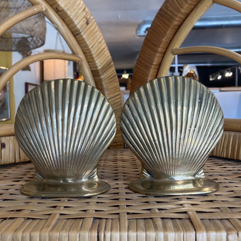Vintage Brass Shell Bookends