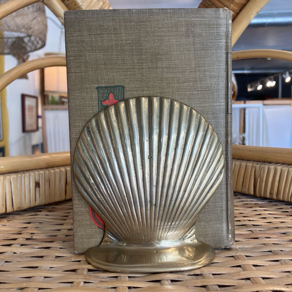 Vintage Brass Shell Bookends