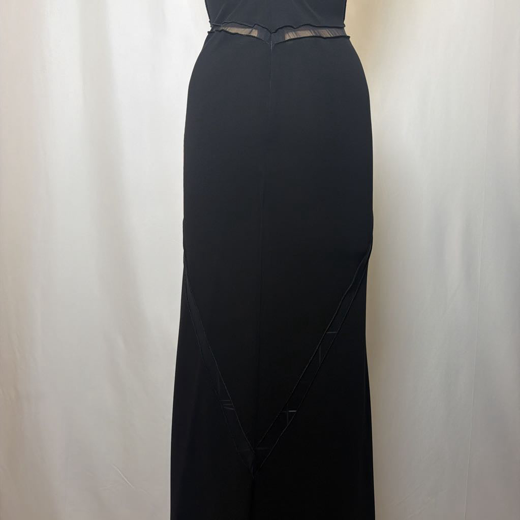 Black evening gown on a white background