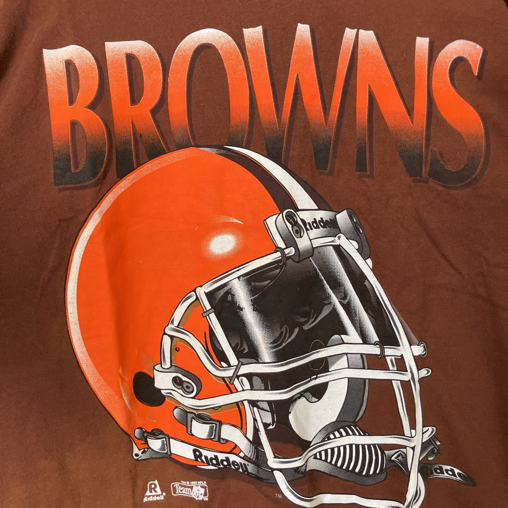 Cleveland Browns football helmet graphic on a brown background
