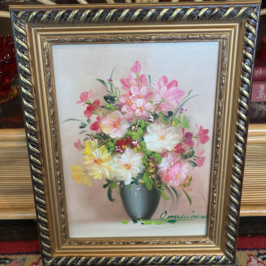 Mid-Century Modern Original Signed Floral Painting