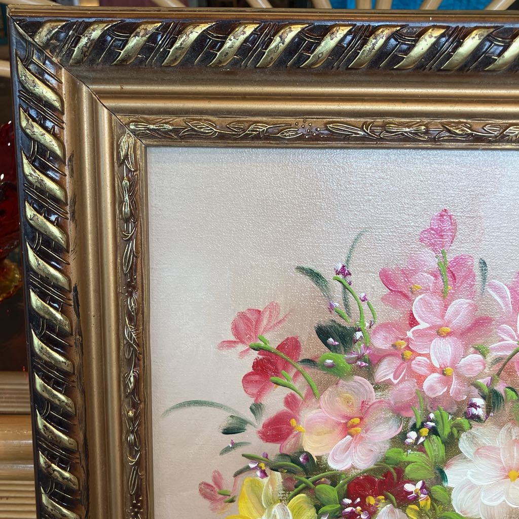 Mid-Century Modern Original Signed Floral Painting
