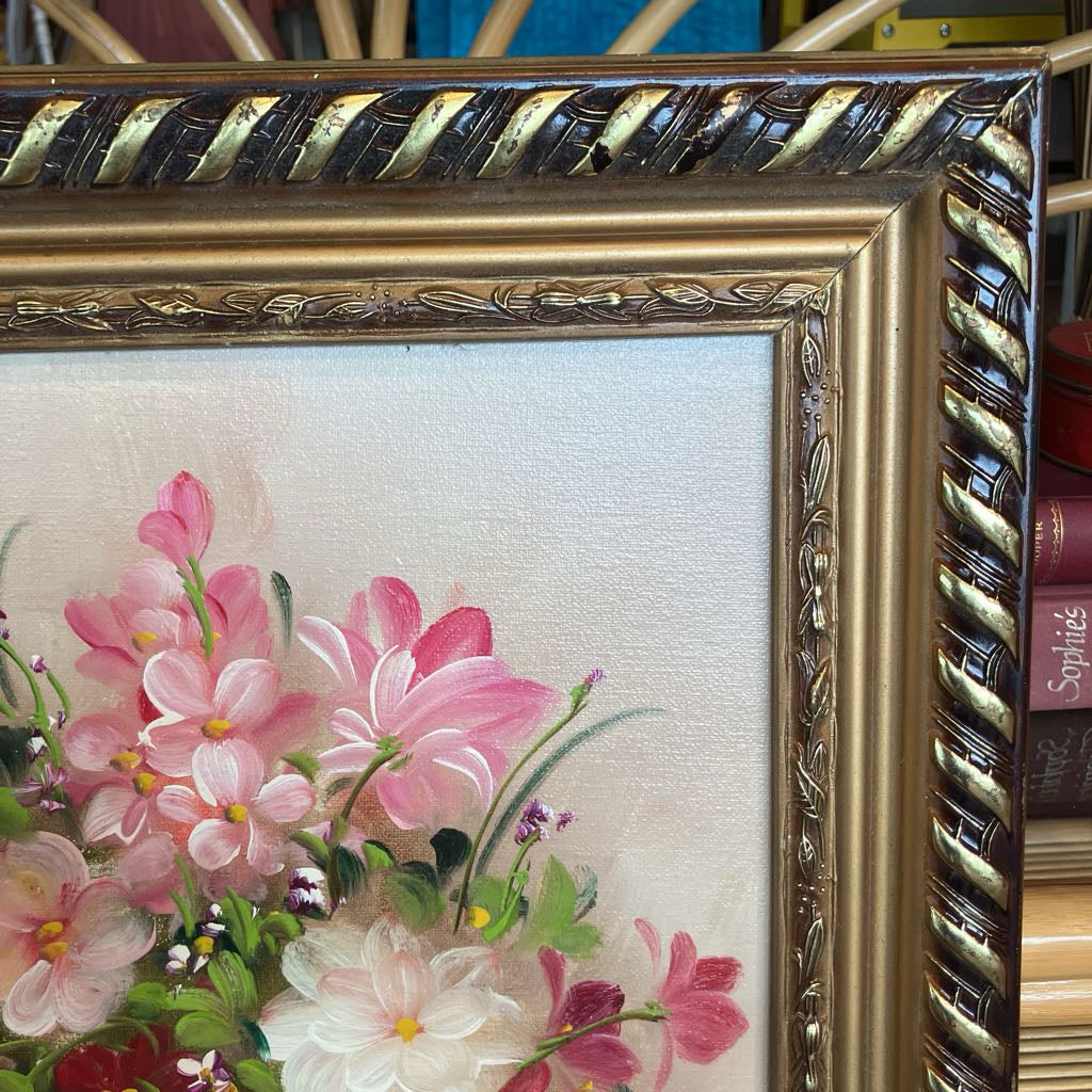 Mid-Century Modern Original Signed Floral Painting
