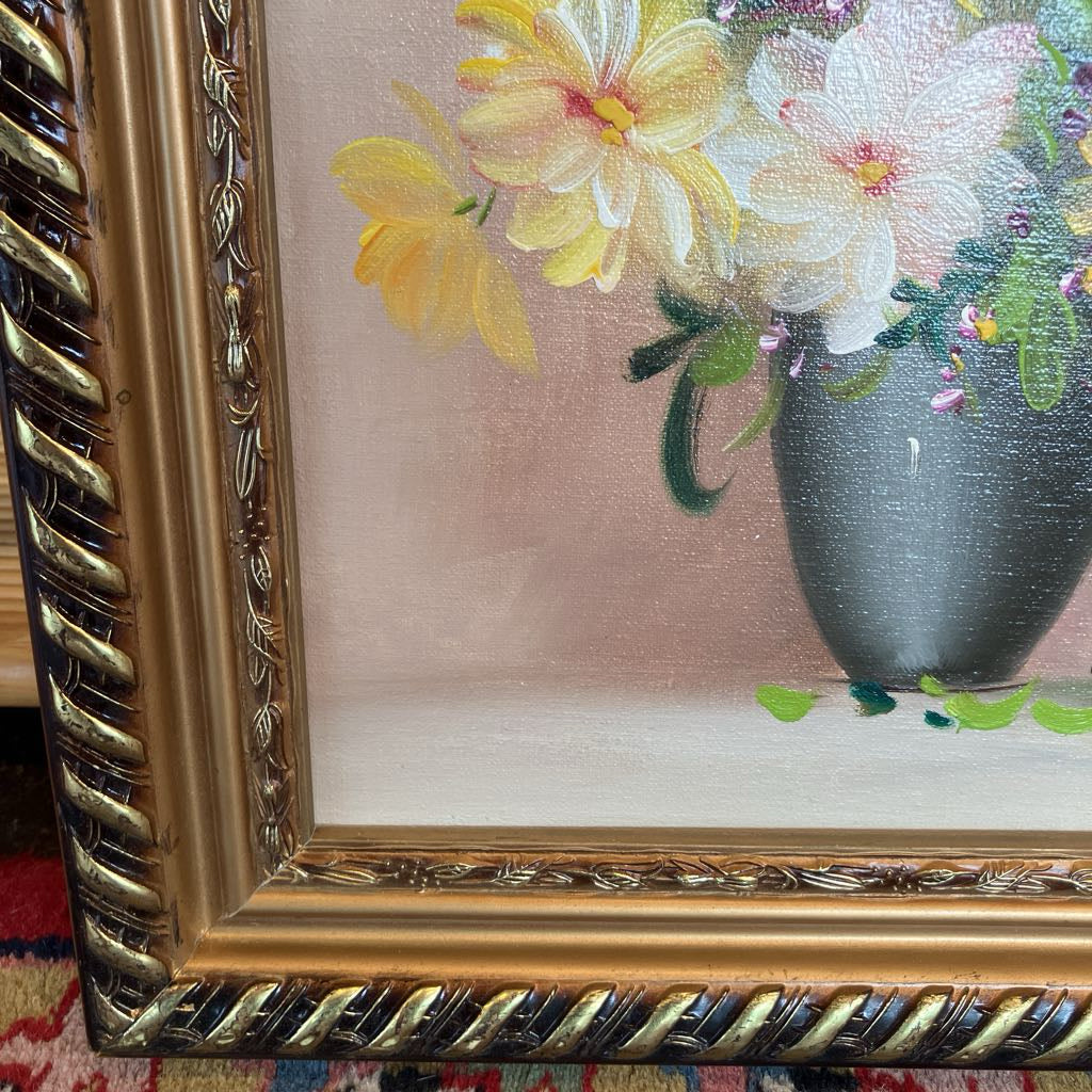 Mid-Century Modern Original Signed Floral Painting