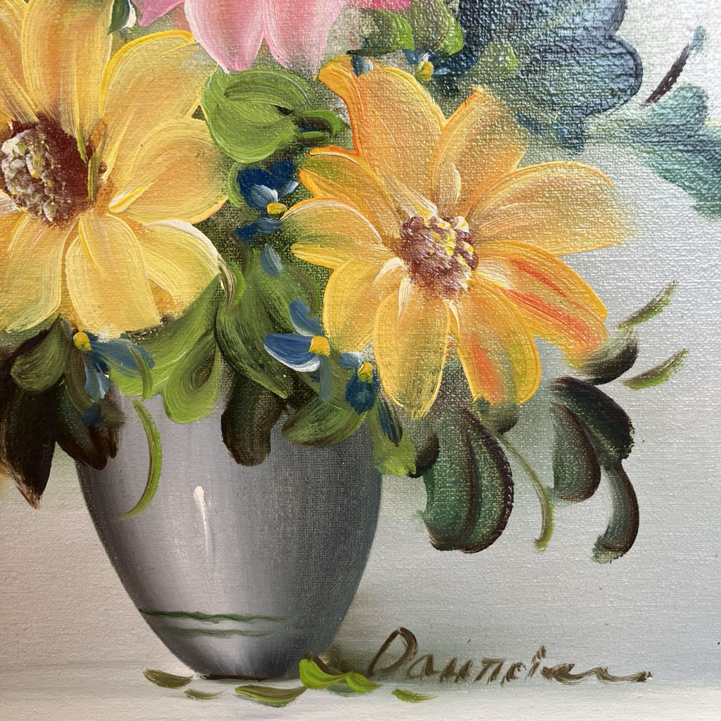 Mid-Century Modern Original Signed Floral Painting