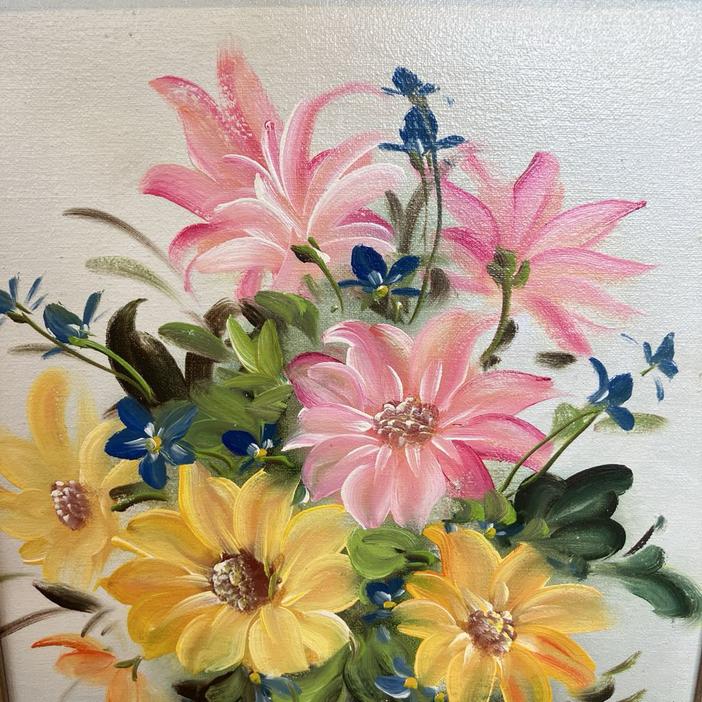 Mid-Century Modern Original Signed Floral Painting