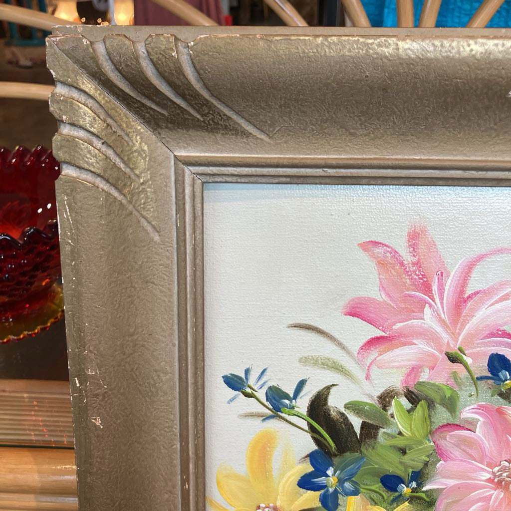 Mid-Century Modern Original Signed Floral Painting