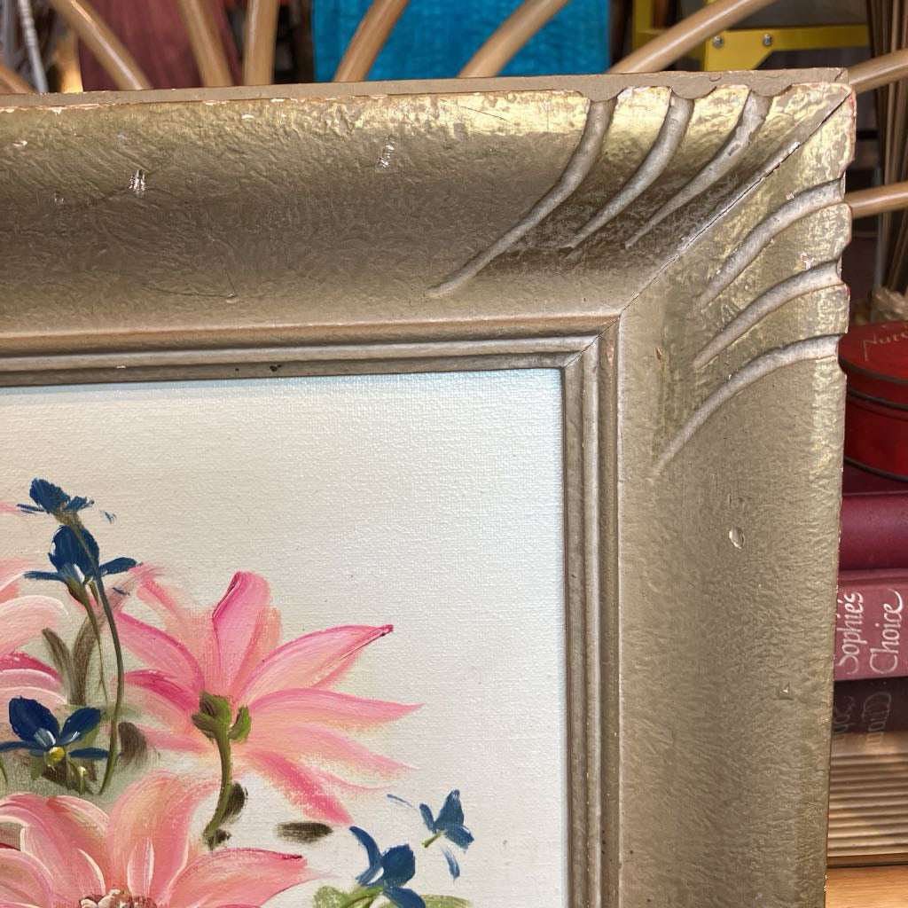 Mid-Century Modern Original Signed Floral Painting