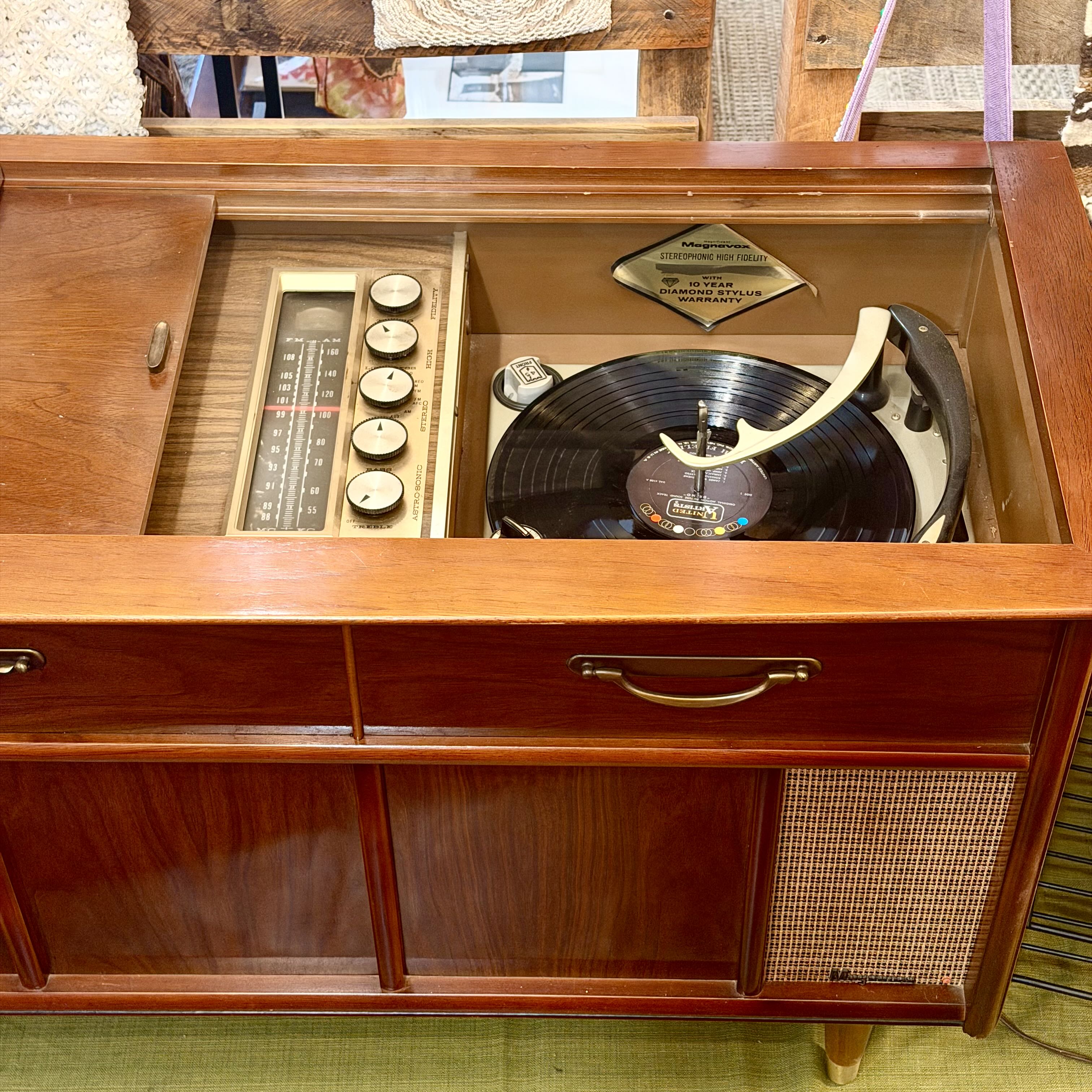 Vintage 1960s Magnavox Stereo Console