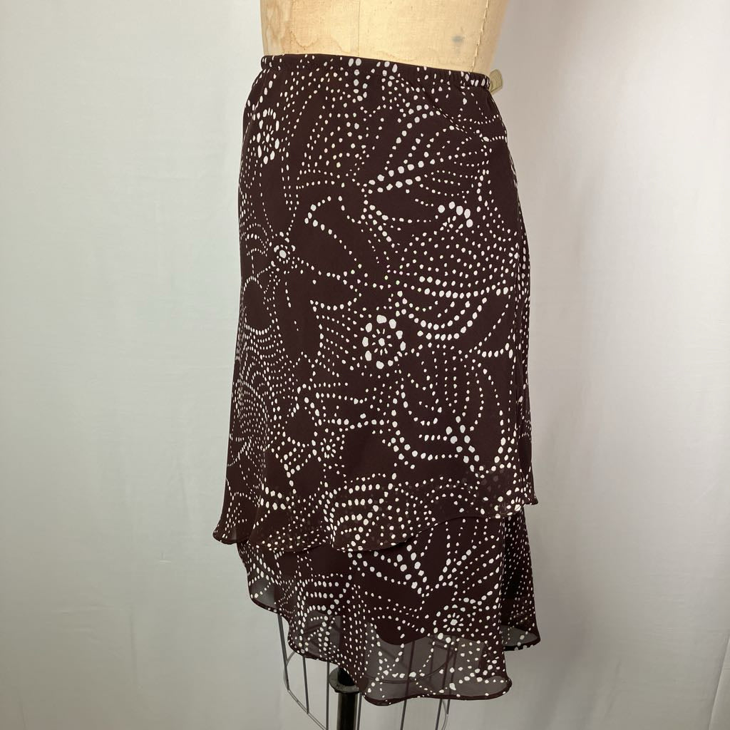 Brown and White Dotted Top and Skirt Set