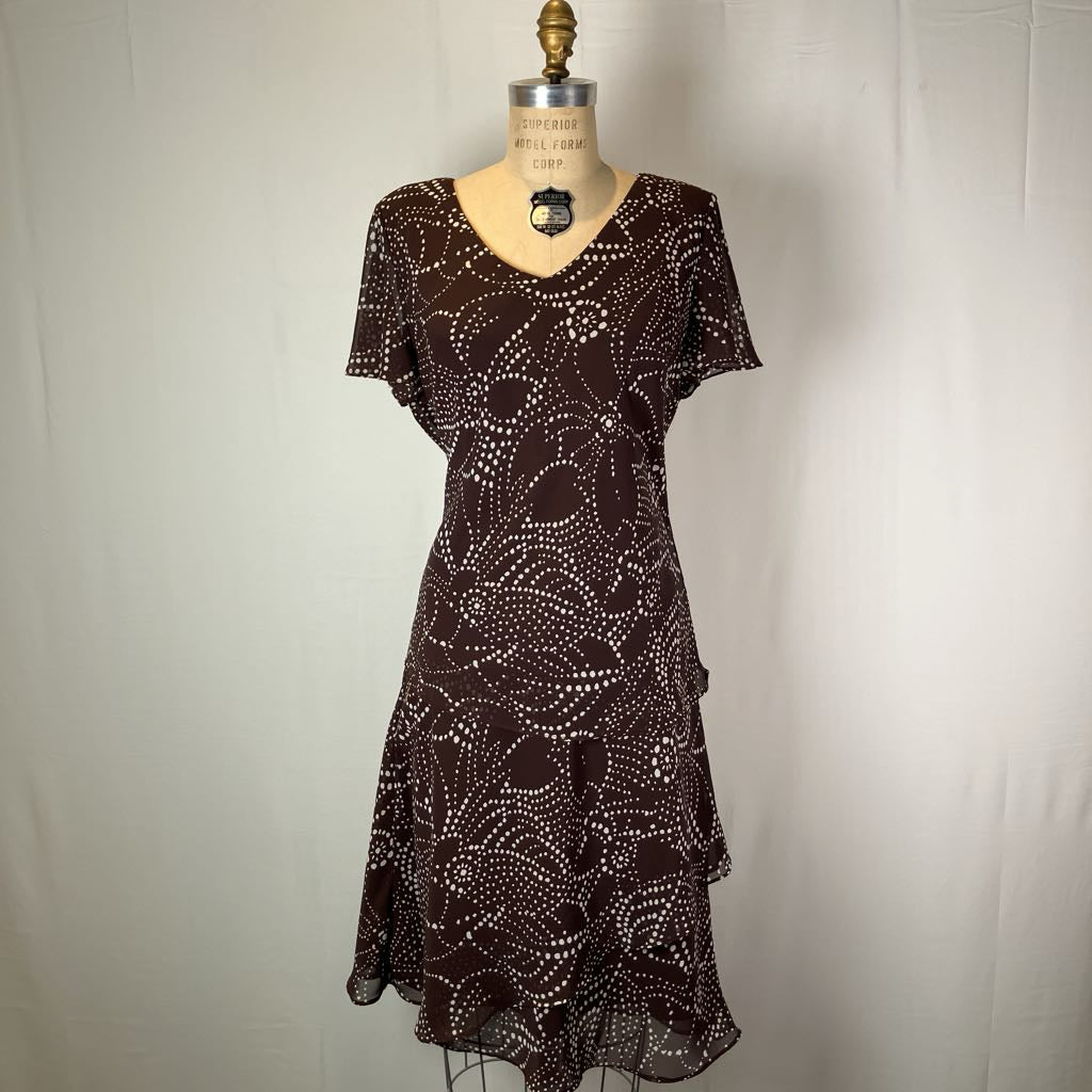 Brown and White Dotted Top and Skirt Set