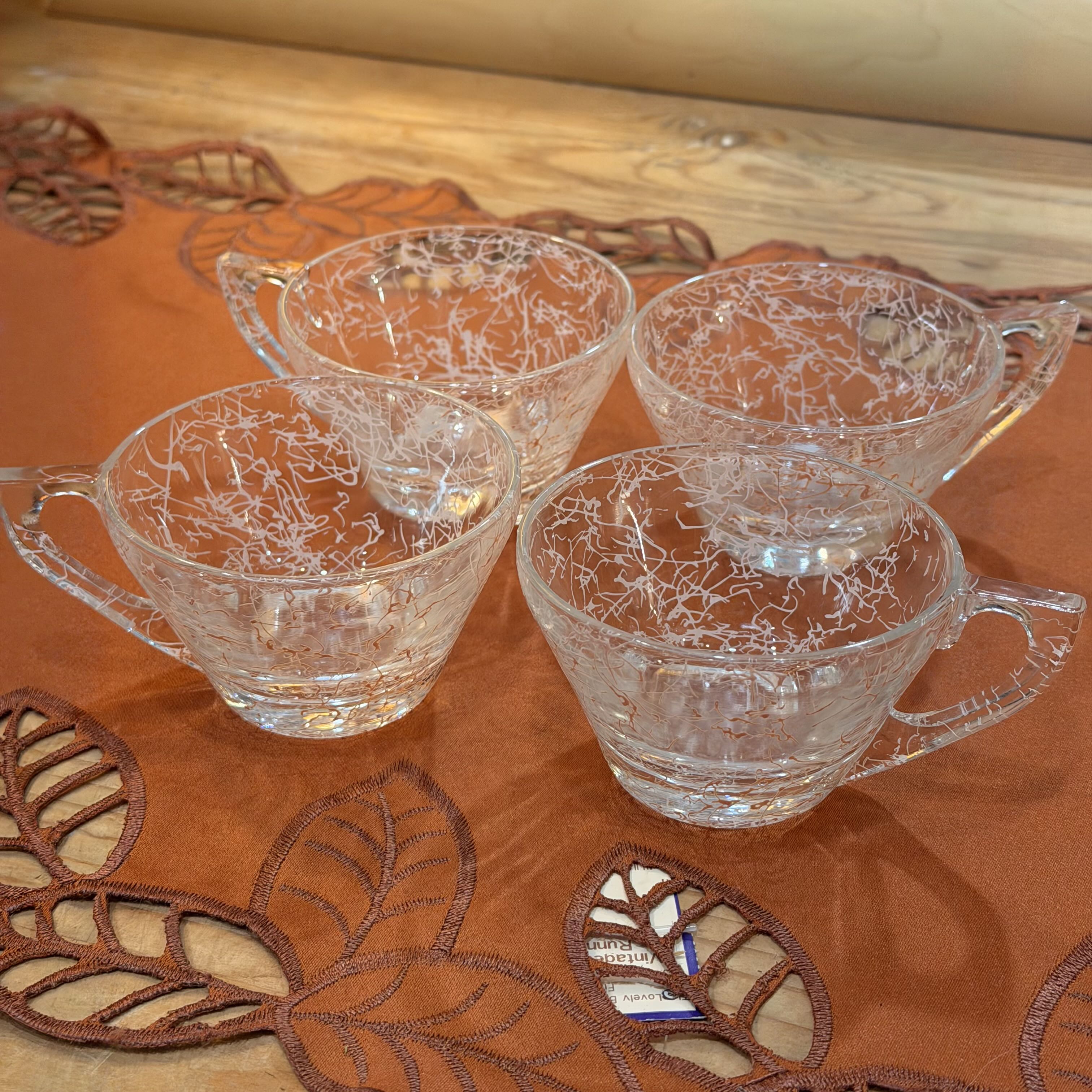 4 Mid Century Pink Tea Cups