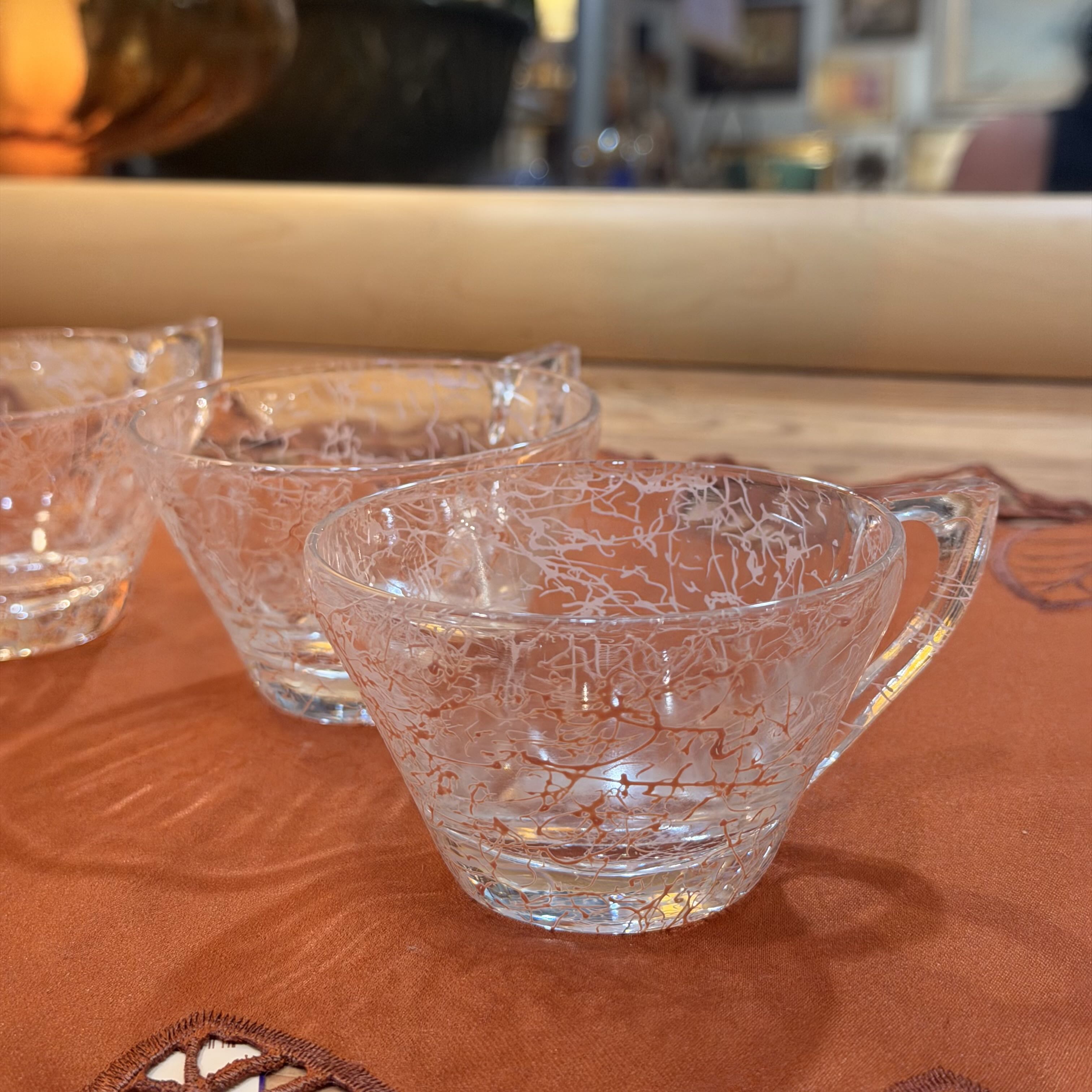 4 Mid Century Pink Tea Cups