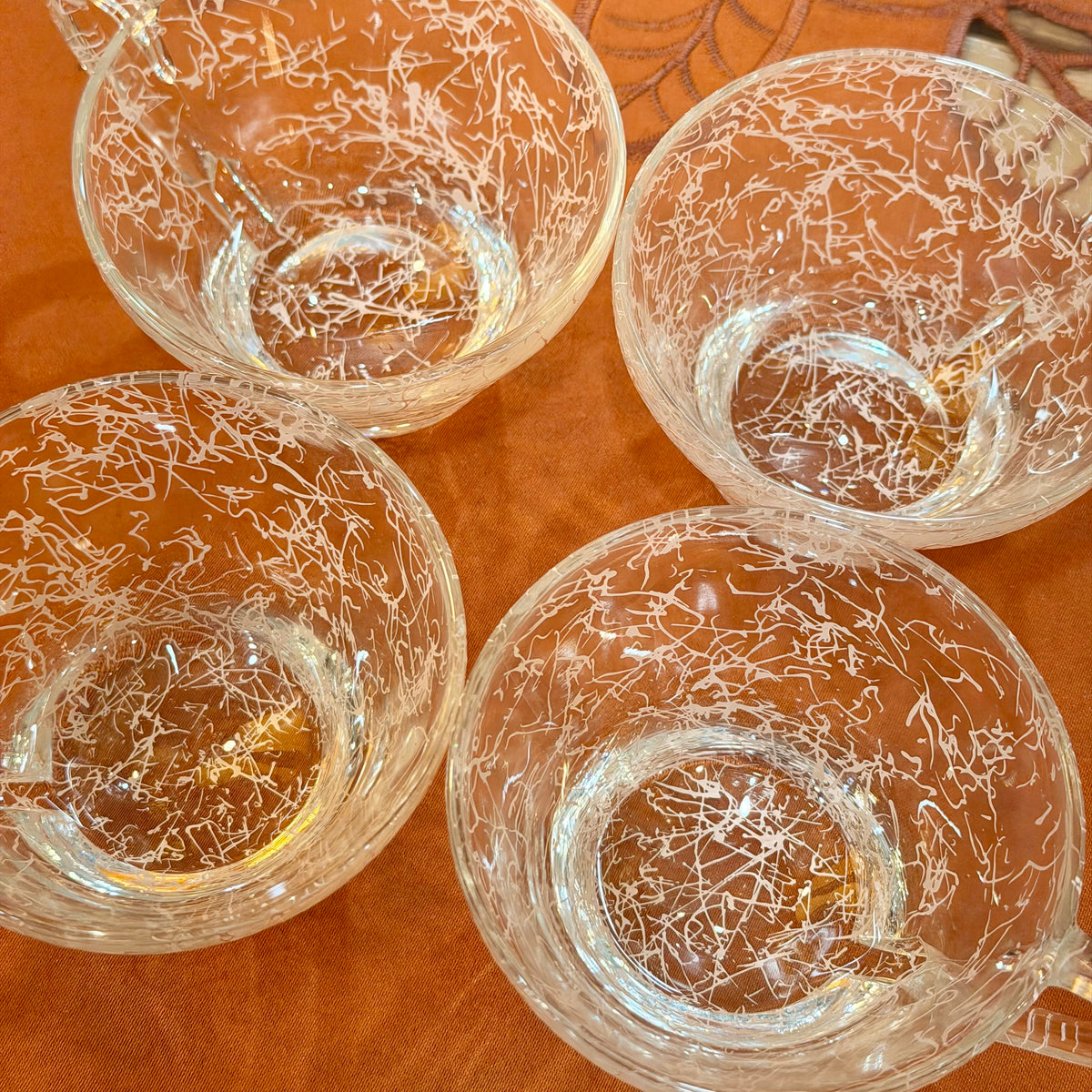 4 Mid Century Pink Tea Cups