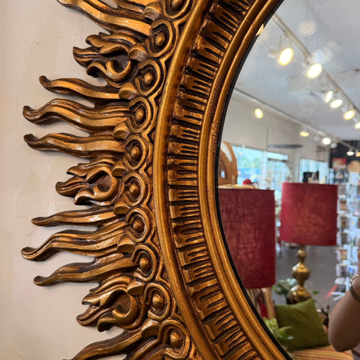 Mid Century Hollywood Regency Giltwood Sunburst Mirror