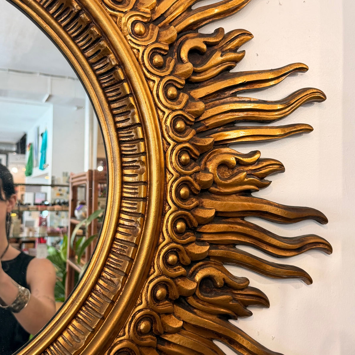 Mid Century Hollywood Regency Giltwood Sunburst Mirror