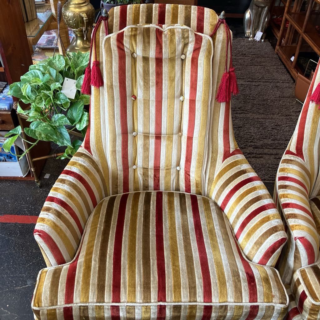 Vintage Striped Upholstered Broyhill Armchairs