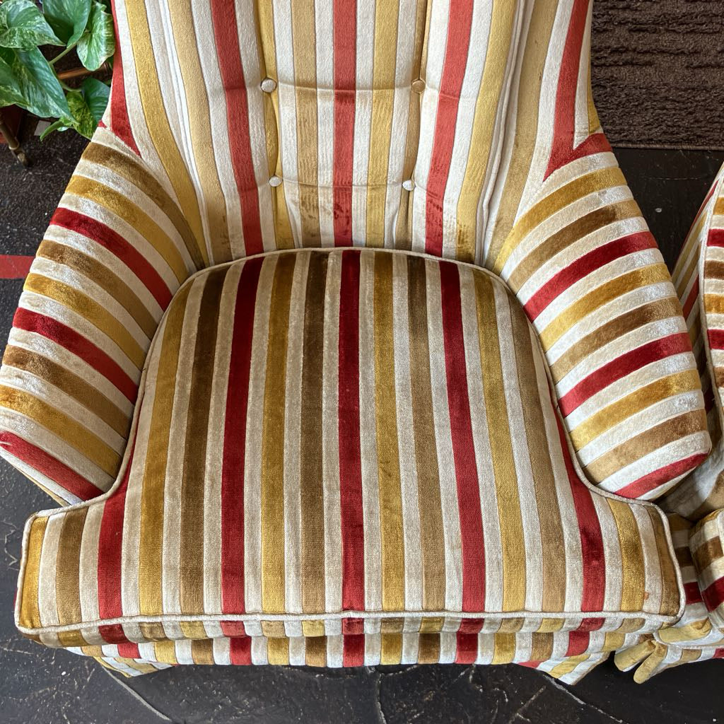 Vintage Striped Upholstered Broyhill Armchair (Each)