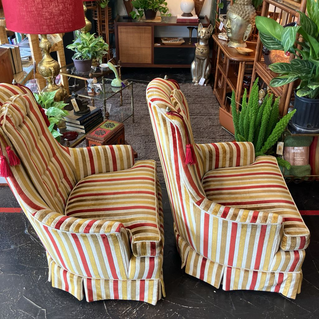 Vintage Striped Upholstered Broyhill Armchair (Each)