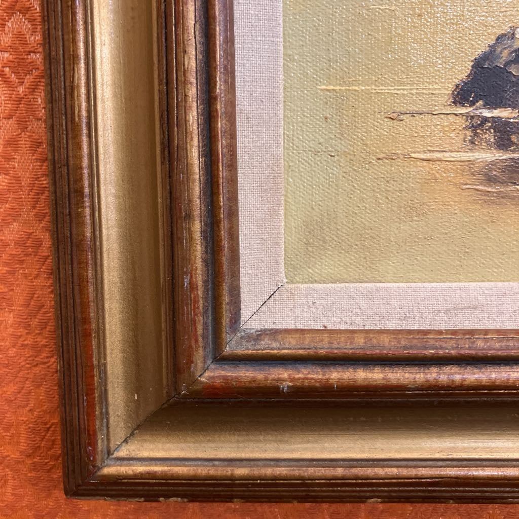 Mid Century Artwork of Chinese Junk Ships Signed P. Wong