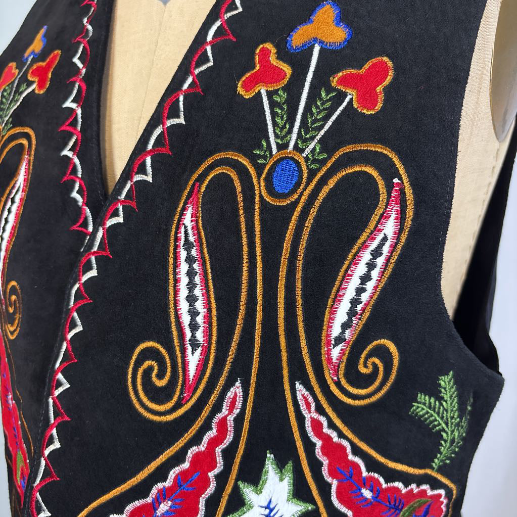 Embroidered Black Vest
