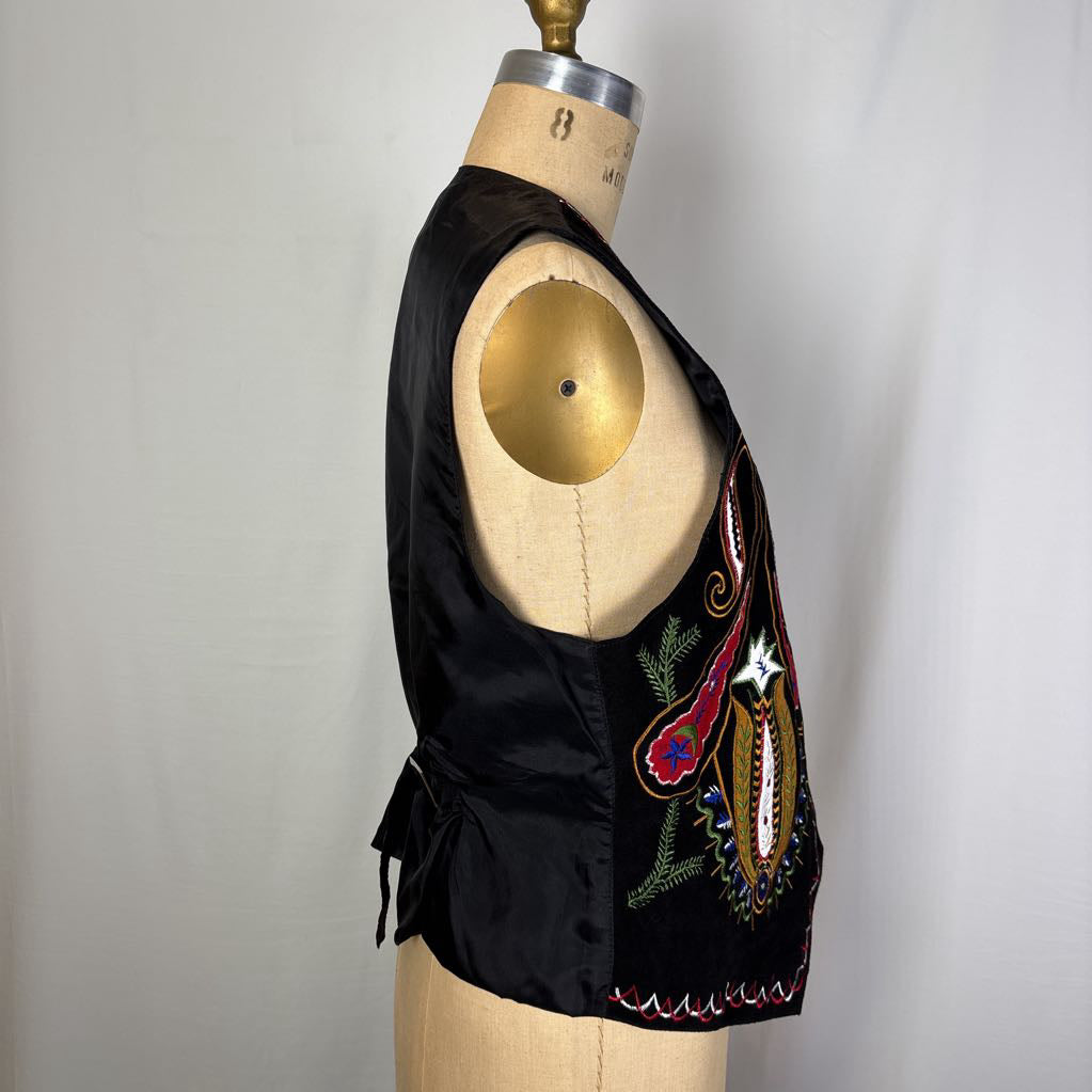 Embroidered Black Vest