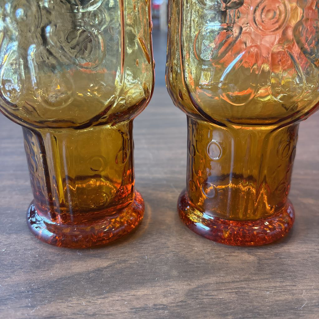 1970s Libbey Amber Country Garden Tumblers