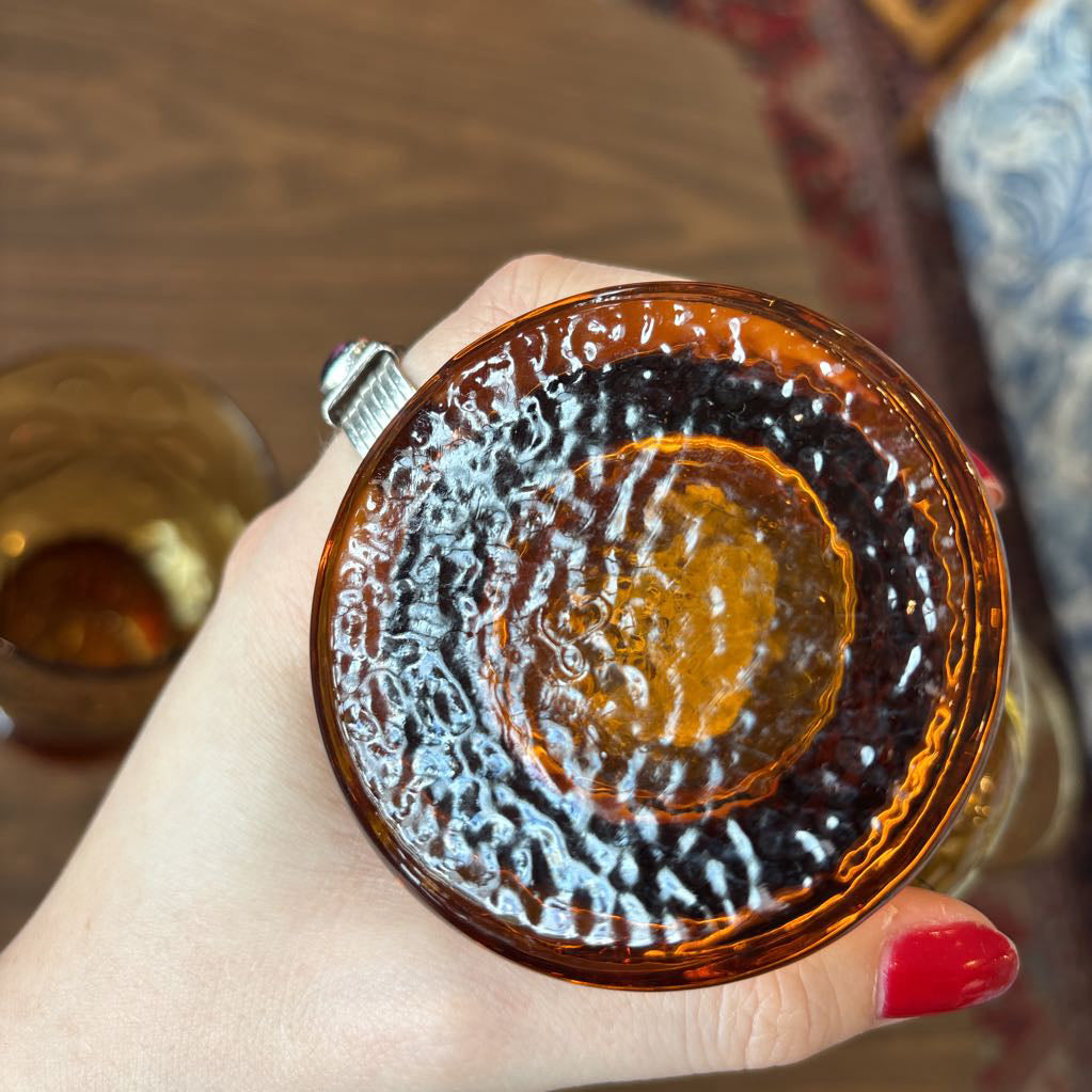 1970s Libbey Amber Country Garden Tumblers