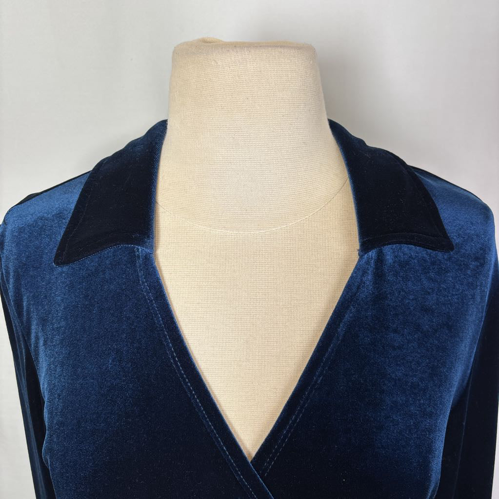 1990s Carole Little Velveteen Wrap Dress