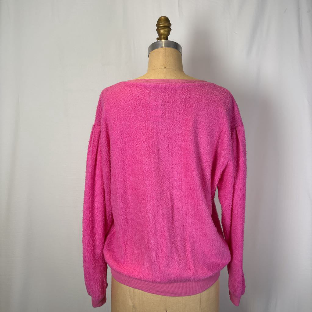 Vintage Hot Pink Sweater w/ Black Roses