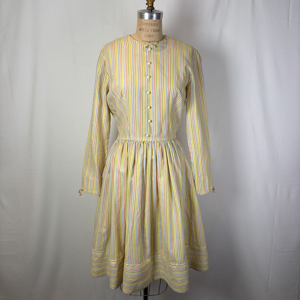 1960s Gay Gibson Pastel Seersucker Dress