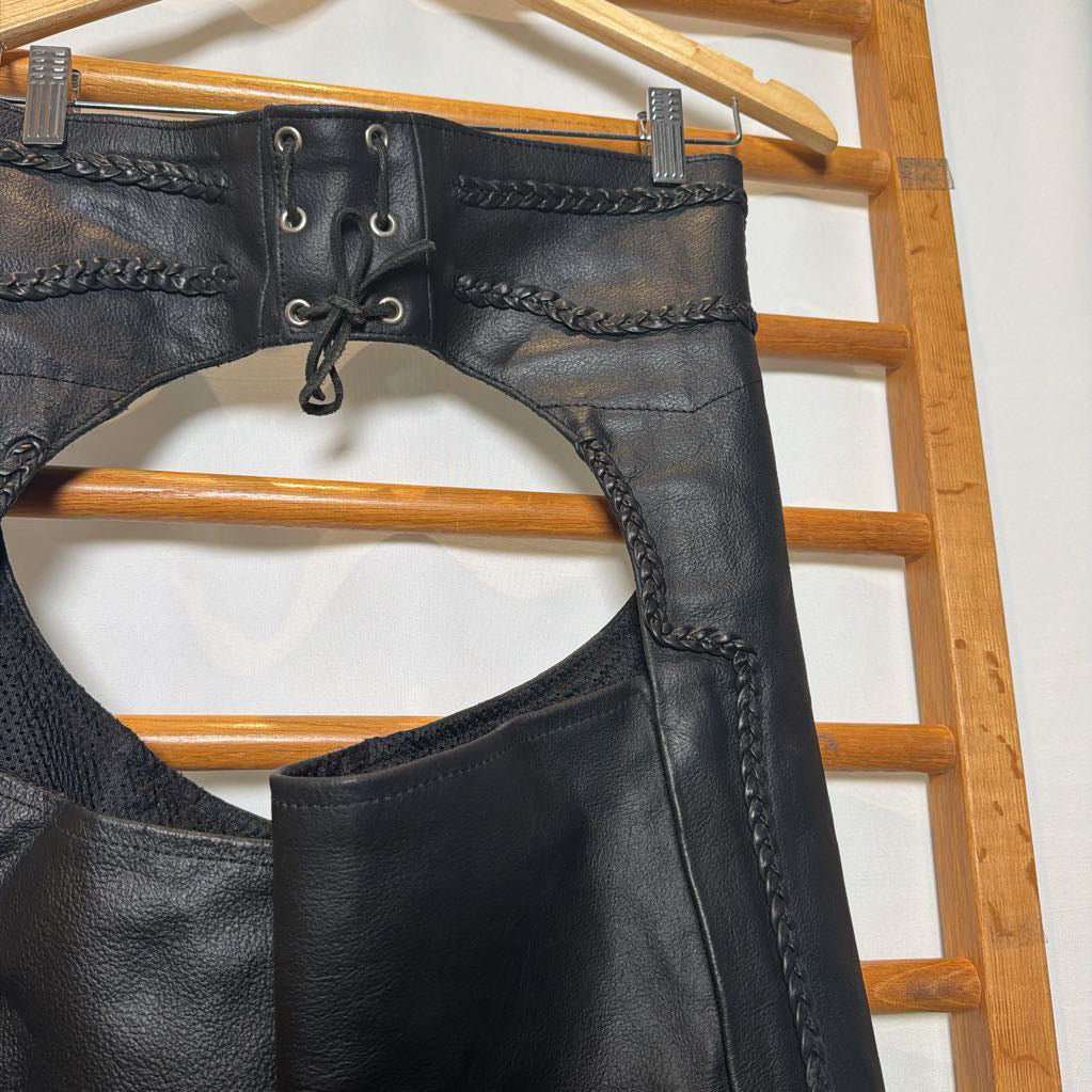 Vintage 1990s Leather Braided Chaps