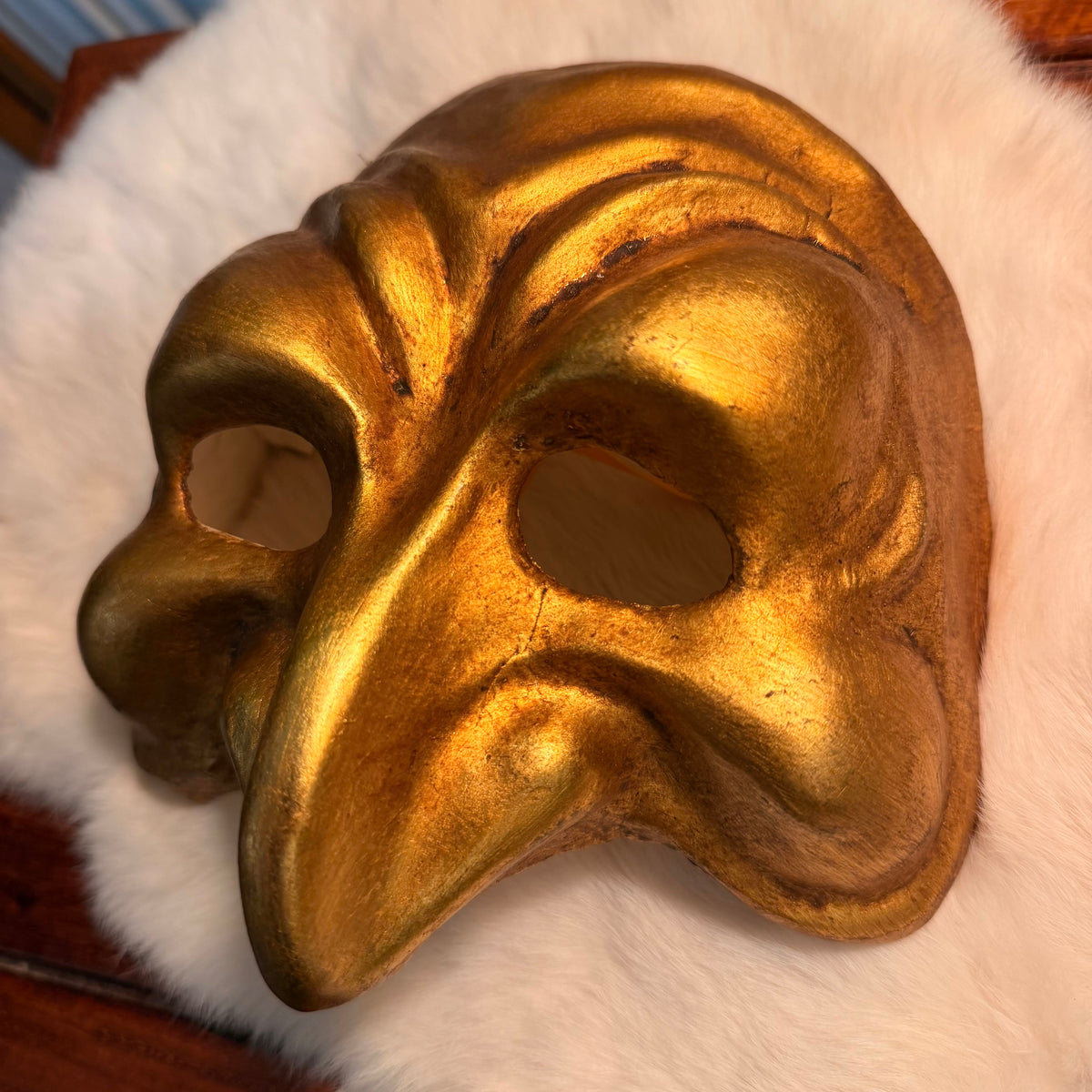 Vintage Gold Paper Mache Half Mask