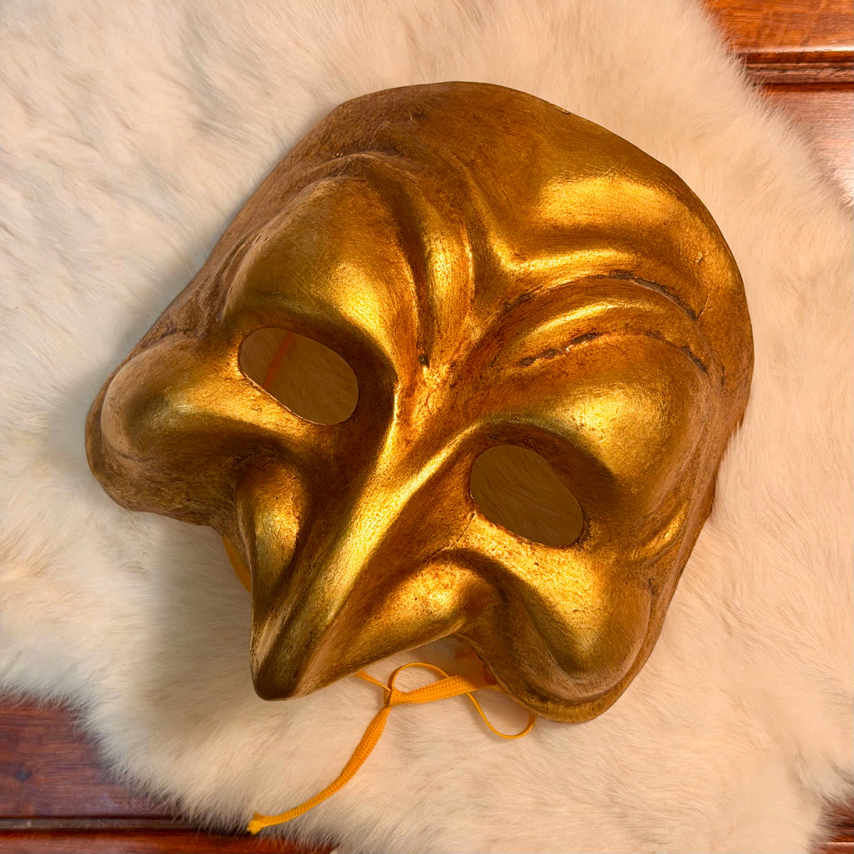 Vintage Gold Paper Mache Half Mask