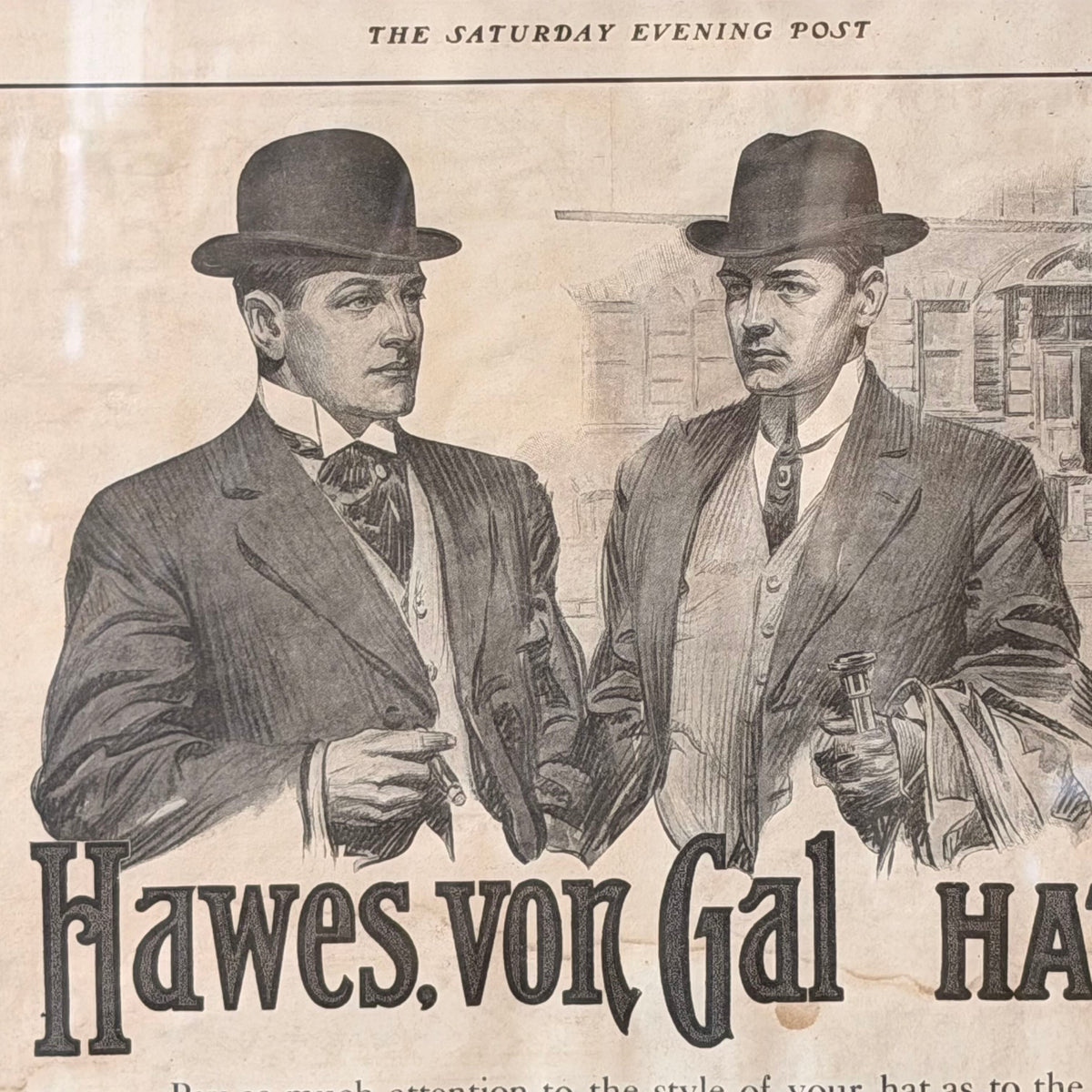 1909 Framed Ad Hats J.C. Leyendecker