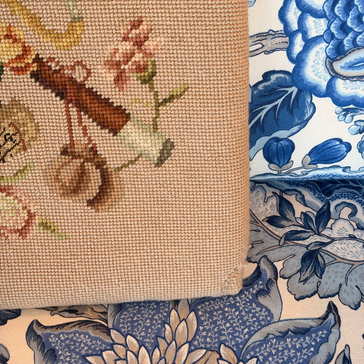 Handmade Cross-Stitched Seat Cushion