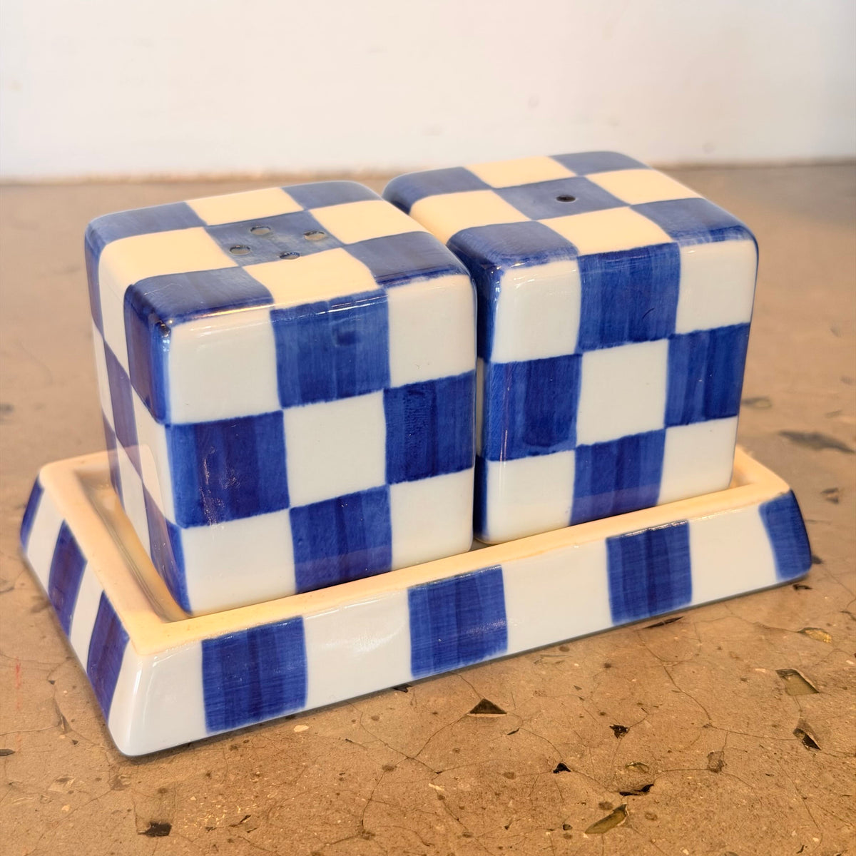 Checkered Salt and Pepper Shakers