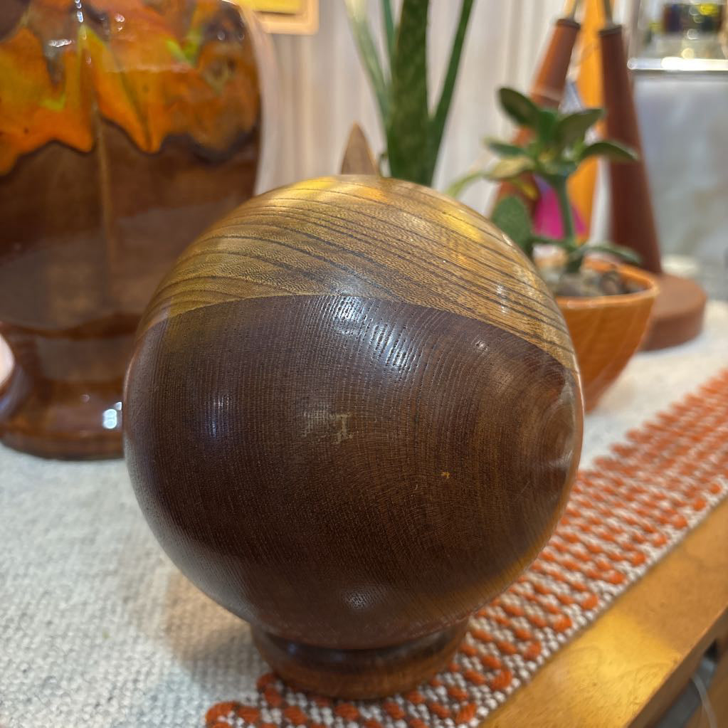 Vintage 60s Enesco Wooden Orb Bowl & Spoon