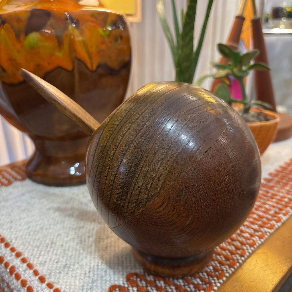 Vintage 60s Enesco Wooden Orb Bowl & Spoon