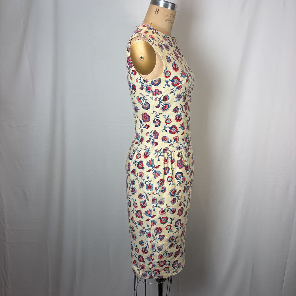 1950s Handmade Barkcloth Pencil Dress