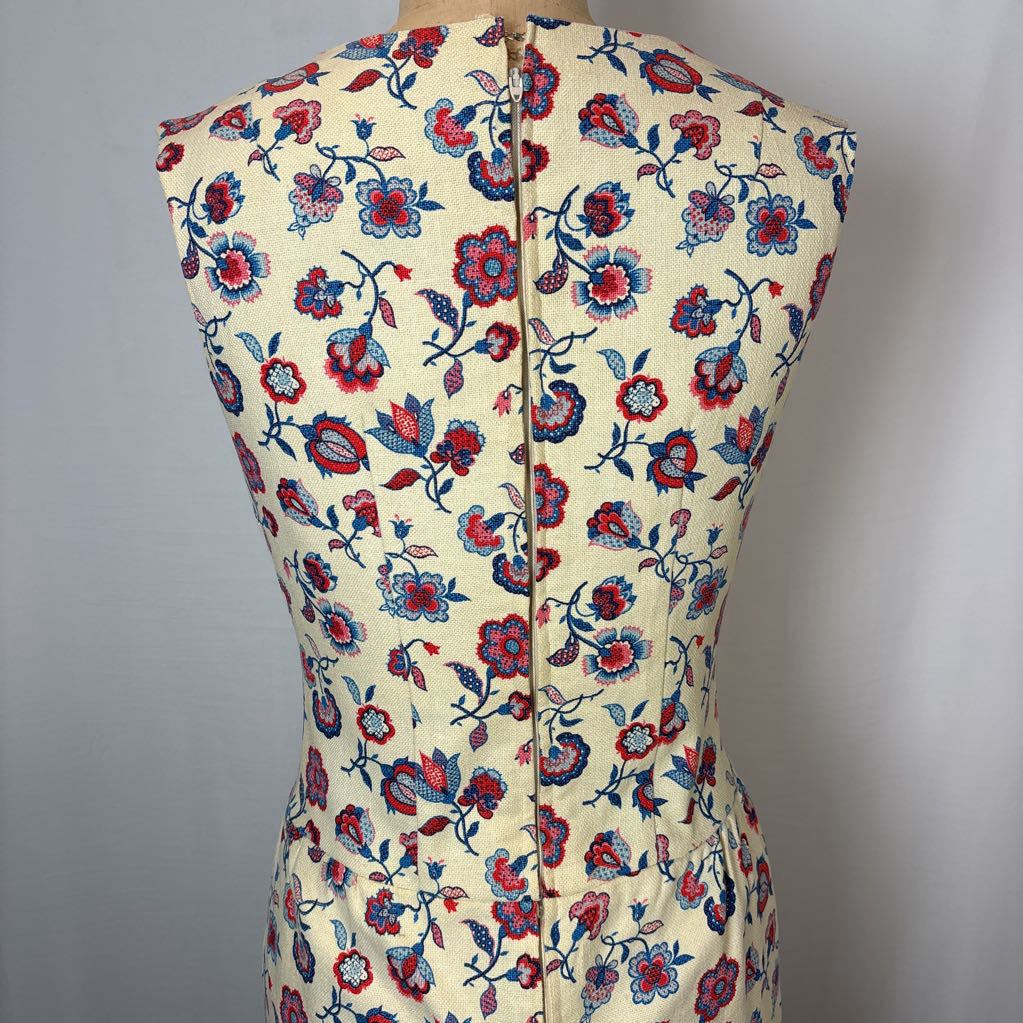 1950s Handmade Barkcloth Pencil Dress