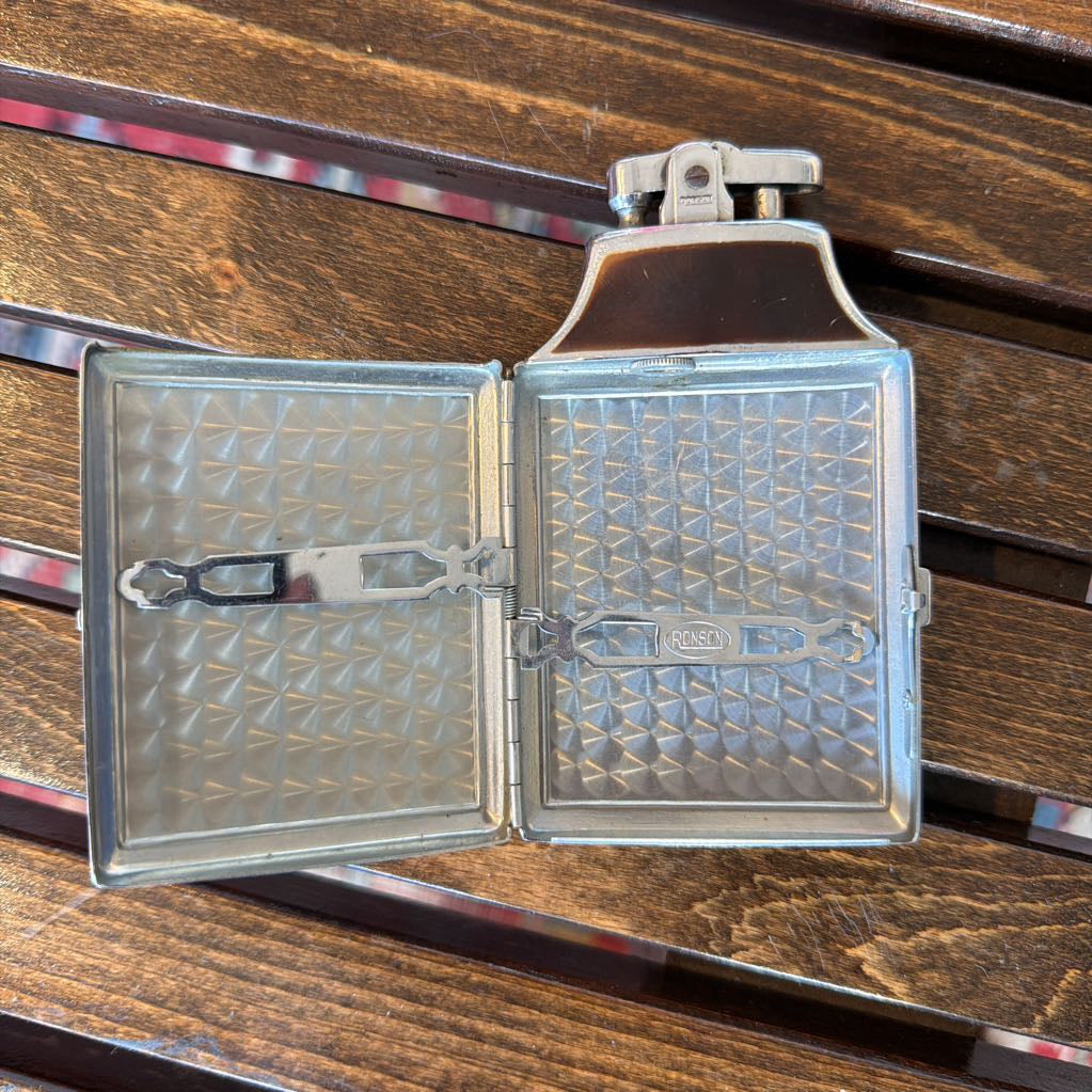 Art Deco Vintage 1930s Ronson Mastercase Cigarette Case & Lighter Combo