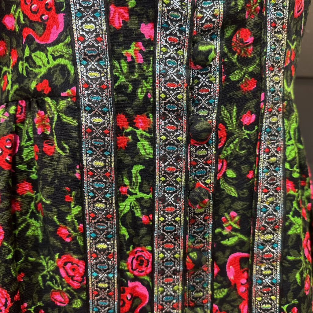 1970's Peacock Print Maxi