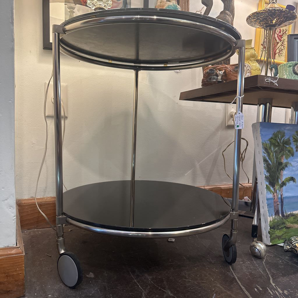Vintage Ikea Strind Rolling Round Table/Bar Cart