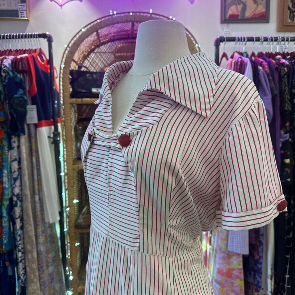 1950s red and white striped day dress