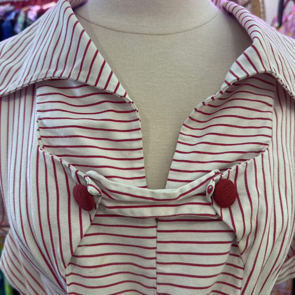 1950s red and white striped day dress