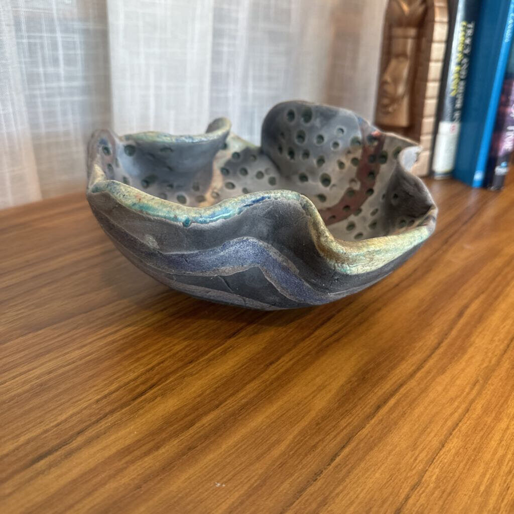 Vintage Handmade Swirl Freeform Bowl