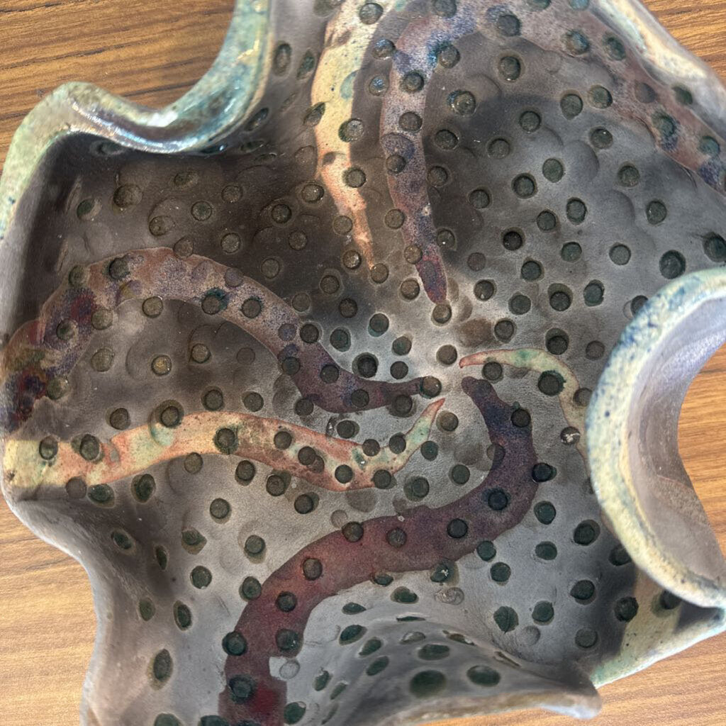 Vintage Handmade Swirl Freeform Bowl